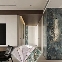 Revêtement PVC Marbre Moderne Ignifuge et Imperméable avec Finition UV, Motif Bleu-Gris Léger pour Hôpitaux, Hôtels, Commerces, Résidences et Appartements