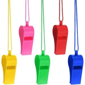 Sifflet d'arbitre sportif coloré personnalisé avec logo, sifflet de survie avec cordon, cadeau avec corde, sifflet en plastique - Product Image 3