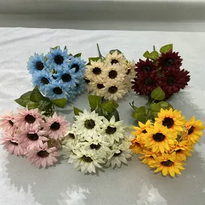 High Quality China Manufacture Cheap Wholesale Artificial Flowers Decor Bonier 10-head Sunflower