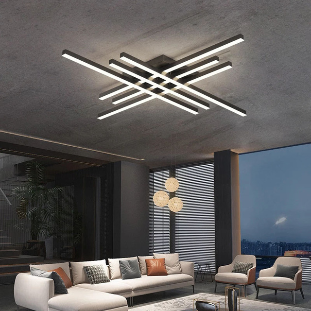 Modern Minimalist Light Luxury Creative Atmospheric Linear Ceiling Lamp for Living Room Bedroom