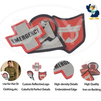 Écussons tissés réfléchissants personnalisés de logo de haute visibilité de fournisseur d'insignes de vêtements avec le fer sur le support