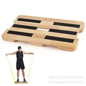 Tabla de madera para deportes con banda de resistencia, tabla antideslizante para pies, equipo de gimnasio para entrenamiento físico - Product Image 1