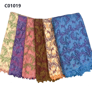 CHOCOO precio al por mayor tela de encaje de guipur DE BODA Africana tela de encaje de cordón Soluble en agua multicolor para ropa - Product Image 6