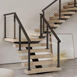 ステンレス鋼屋外ガードレールマットブラック304ケーブル手すりポスト手すり - Product Image 2