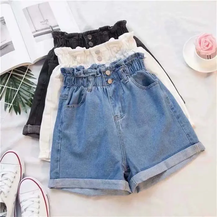 KZ5156 New Korean Chic Basic Design Einfarbige Rolled Edge Jeans Shorts Frauen Hot Pants Großhandel 6