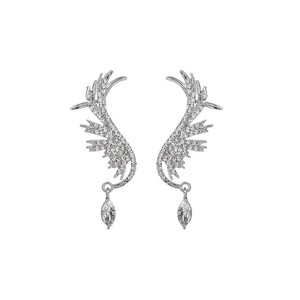 Boucles d'oreilles manchette élégantes en forme d'ailes d'ange pour femmes, ornées de strass étincelants N2605260 - Product Image 5