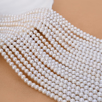 Collier de perles d'eau douce naturelles de 16 pouces, 5-6 mm, perles blanches en vrac pour la fabrication de bijoux, vente en gros