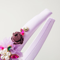 Serre-tête en éponge de style européen et américain, luxueux, en tissu perlé, avec motif floral, élégant, orné de strass, accessoires pour cheveux