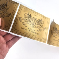 Etiquetas de Vino Doradas Autoadhesivas con Logotipo Personalizado OEM ODM, Impresión en Relieve