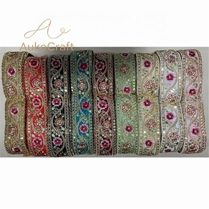 Pita renda etnik lebar 4cm, aksesoris pakaian DIY, bordir kain, tekstil jahit, pita bunga berpayet untuk gaun - Product Image 4