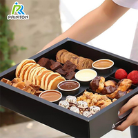 Boîte de Plateau Traiteur Noire Jetable de Grande Taille, à 8 et 10 Compartiments, pour le Thé de l'Après-Midi, Biscuits, Snacks et Desserts, Vente en Gros