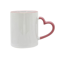 Mug à café en céramique blanche personnalisé avec anse en forme de cœur vert – Lot en gros pour usage commercial – Offre groupée