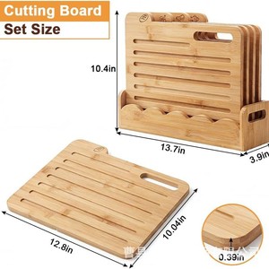 Bamboo Cutting Board <b>Set</b> 4 Pieces Multi Function Kitchen Chopping Block For Fruit Cheese And Meat - Product Image 4