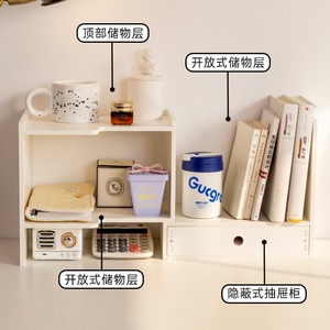 Desktop Bookshelf Modular <b>Drawer</b> Organizer 2 Tier Rectangle Multipurpose <b>Storage</b> for Desk Office Makeup Living Room - Product Image 2