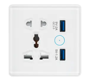 XUGUANG Matter Smart Plug New Design Glass Panel WiFi Switch Socket Universal USB Socket Wireless Electrical Outlet Smart Home