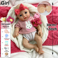 Petite poupée reborn en silicone adorable de 12 pouces, yeux ouverts, jouets compagnons pour enfants