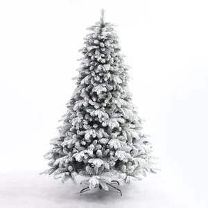 Özel 180cm doğal şekil beyaz kar yapay lüks noel ağacı satışa