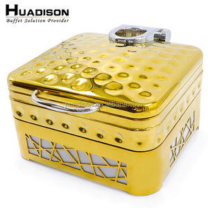 Plats chauffants de luxe Huadison, fabricant professionnel, 6L, plat chauffant martelé doré pour <span class=keywords><strong>buffet</strong></span> - Product Image 3