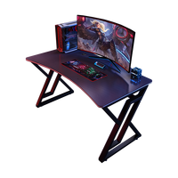 Bureau de jeu G5 au design moderne en fibre de carbone, cadre ergonomique réglable en hauteur, surface en MDF avec LED, accessoires pour joueurs pour configurations e-sport