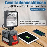 Lampe de travail LED 16,5 W 600 LUMEN compatible avec les batteries Li-ion Makits DeWT BL1860B DCB200 18 V