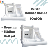 Château gonflable blanc commercial pour la location événementielle, idéal pour les mariages et les fêtes d'enfants