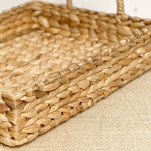 Tissage naturel jacinthe d'eau osier plateaux de service ensemble de 6 plateaux avec poignées intégrées organisateur de stockage ouvert panier de service - Product Image 3