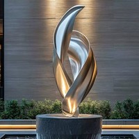 Sculpture abstraite en métal sur mesure, art moderne de jardin, sculpture en acier inoxydable poli