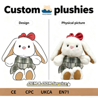 Peluche Lapin à Carreaux Anti-Stress DIY en Polyester Rembourrée de Coton PP, Cadeau d'Anniversaire pour Enfants et Femmes