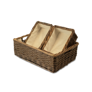 JY Grey Rectangular Storage Basket <strong>Small</strong> Wooden Willow Gift <strong>Hamper</strong> with Removable Lining for Baby Gifts - Product Image 4