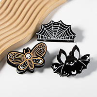 Lot de pinces à cheveux fantaisie en plastique noir, motifs chauve-souris, papillon et toile d'araignée, pour Halloween, accessoire pour femmes et filles
