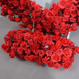 2024 rouge mariage fleur Arrangement toile de fond arc scène accessoires décor fleur support en forme de coeur fleur rangée