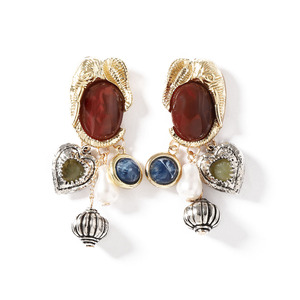 Nouvelles boucles d'oreilles pendantes de luxe au design original, avec perles, pierres précieuses et pendentifs animaux (éléphants), polyvalentes, pour les fêtes - Product Image 3
