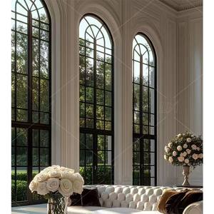 <span class=keywords><strong>Fenêtre</strong></span> à battant arquée en aluminium à double vitrage trempé anti-effraction, résistante aux impacts d'ouragan, pour appartement, hôtel, résidence - Product Image 3