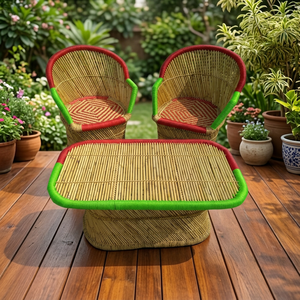 Bulk Supply Indoor Outdoor Accent Bamboo <b>Stool</b> Set Removable Cover Leather Upholstery School Apartment Entry Bedroom Evening - Product Image 1