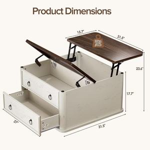 Meilleure vente : <span class=keywords><strong>Table</strong></span> <span class=keywords><strong>basse</strong></span> relevable avec rangement, tables basses carrées avec tiroirs de rangement et grand compartiment caché - Product Image 2