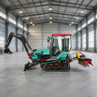 Tractor de orugas de alta eficiencia de 50 HP con zanjadora y rastra para zanjas, equipo multifuncional para labranza de arrozales