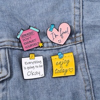 Alfileres de solapa de esmalte suave a granel de precio barato personalizado OEM ODM con palabras positivas, broches decorativos, alfileres personalizados