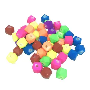 2023 Hot Selling Hexagon Beads DIY Jewelry Making Fluorescent Material Acrylic Loose Beads Bulk Factory Wholesale