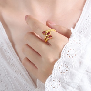Bague personnalisée Hip Hop en acier inoxydable plaqué or creux avec zircon - Product Image 4