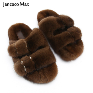 Pantofole di pelliccia da donna di lusso calde invernali personalizzate di moda all'ingrosso diapositive di vera pelliccia di <span class=keywords><strong>visone</strong></span> per le donne - Product Image 3