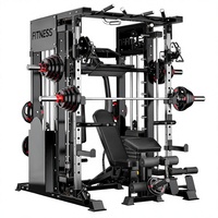 Machine Smith multifonctionnelle avec rack de musculation, croisement de câbles et pile de poids pour entraînement de force à domicile et équipement de fitness