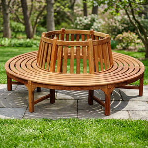 Modern Minimalist Design Solid Teak Wooden Round <b>Bench</b> Chair Set for Garden Outdoor Patio Hotel or Park Events Made in Indonesia - Product Image 3