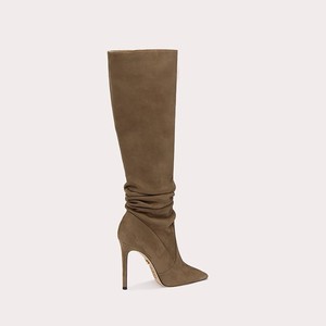 <span class=keywords><strong>Bottes</strong></span> à mollets larges pour femmes genou haut chaussures en tissu pour femmes haut pointu talon aiguille <span class=keywords><strong>bottes</strong></span> hautes <span class=keywords><strong>marron</strong></span> foncé automne nouveau - Product Image 2