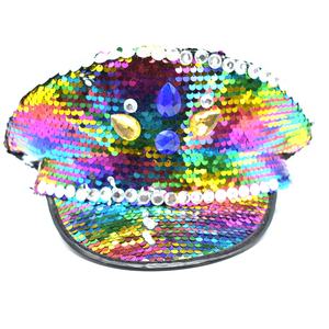 Rhinestone Embellished Colorful Sequin Luxury Hat Hen Party <strong>Burning</strong> <strong>Man</strong> Captain Festival Beach Outdoor Cosplay <strong>Costume</strong> - Product Image 1