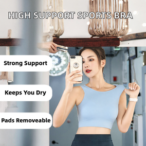 Sujetador Deportivo Simple Transpirable y Absorbente de Sudor para Mujer, Soporte Alto para Yoga y Ejercicios de Alta Intensidad, Logotipo Frontal, Almohadillas Extraíbles - Product Image 2