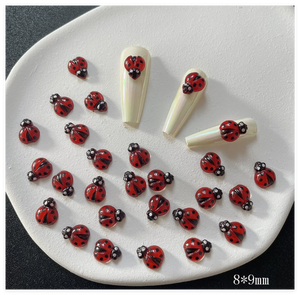 Cabochon plat en résine, motif coccinelle de dessin animé, pour créations artistiques DIY, accessoires de bijoux, ongles, cheveux, sacs, tasses et coques de téléphone - Product Image 5