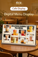 Reproductor de Señalización Digital Android FHD de 23.8 Pulgadas con Red WiFi, Tablero de Menú Electrónico Tipo L para Mostrador, para Tiendas de Té con Leche y Comercios Minoristas