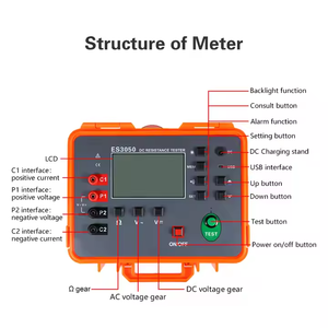 เครื่องทดสอบความต้านทานโครงสร้างโลหะ FUZRR ES3050 เครื่องวัดความต้านทานแบบดิจิตอล เครื่องทดสอบความต้านทานแบบสัมผัสไอโซโพเทนเชียล 0.001 โอห์ม~30 กิโลโอห์ม - Product Image 2