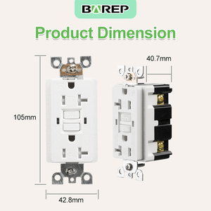 Prise GFCI anti-effraction 20A, résistante aux intempéries, avec auto-test automatique, disjoncteur différentiel, homologuée UL - Product Image 3