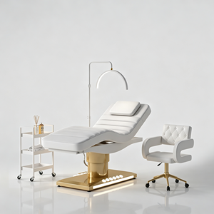New Design Beauty Nail Salon Equipment <b>pink</b> Leather Cosmetic Facial Spa Bed 3 Motor Electric Massage Table Set with <b>Stool</b> - Product Image 2